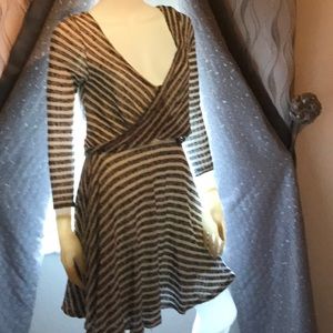 Free people jersey dress gray & white